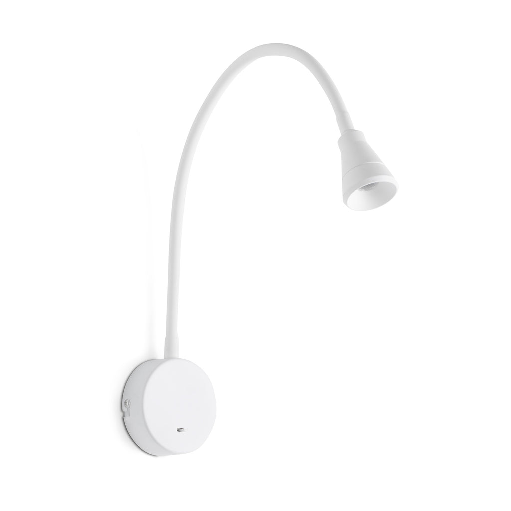 Lámpara de pared Aplique Lector BEL blanco mate FARO modelo 41029, luminaria de superficie LED interior en aluminio y acero para lectura en hoteles