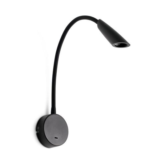 Aplique lector LED Boken negro modelo Faro 41032, luminaria de superficie articulada para pared interior, luz lectura LED hogar