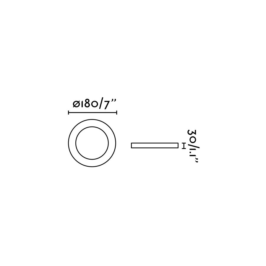 Medidas de la luz empotrable LED TED blanca de FARO modelo 42926, fabricada en aluminio con IP44 para baño e interior, iluminación eficiente para techo