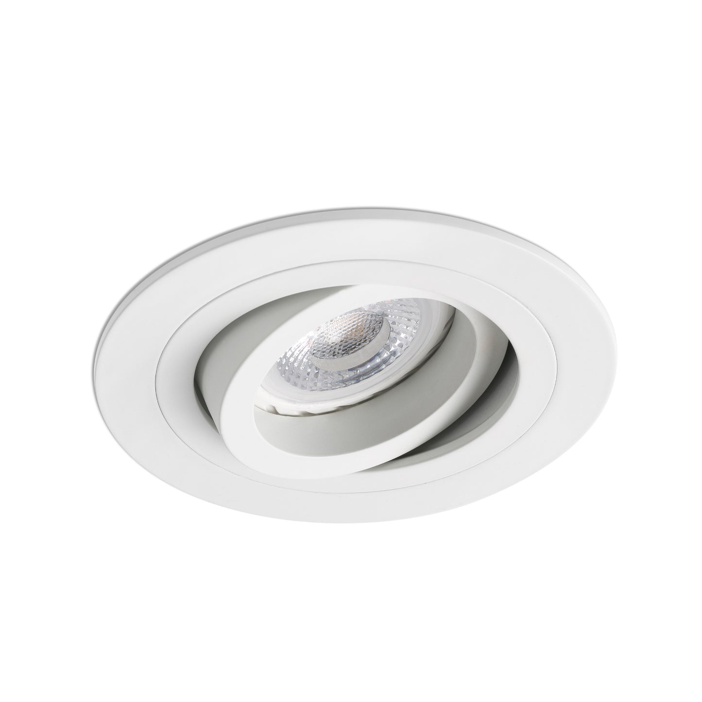 Luminaria empotrable RADON R blanca mate de FARO modelo 43398, orientable en aluminio para iluminación interior de techo en hogar con bombilla GU10 LED, colección 4345