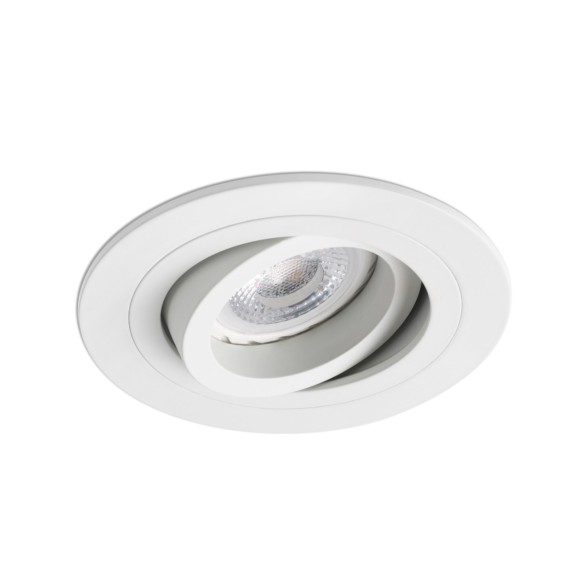 Luminaria empotrable RADON R blanca mate de FARO modelo 43398, orientable en aluminio para iluminación interior de techo en hogar con bombilla GU10 LED, colección 4345