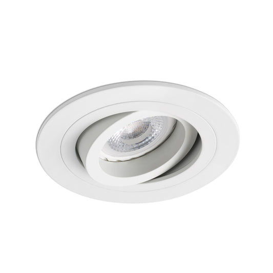 Luminaria empotrable RADON R blanca mate de FARO modelo 43398, orientable en aluminio para iluminación interior de techo en hogar con bombilla GU10 LED, colección 4345
