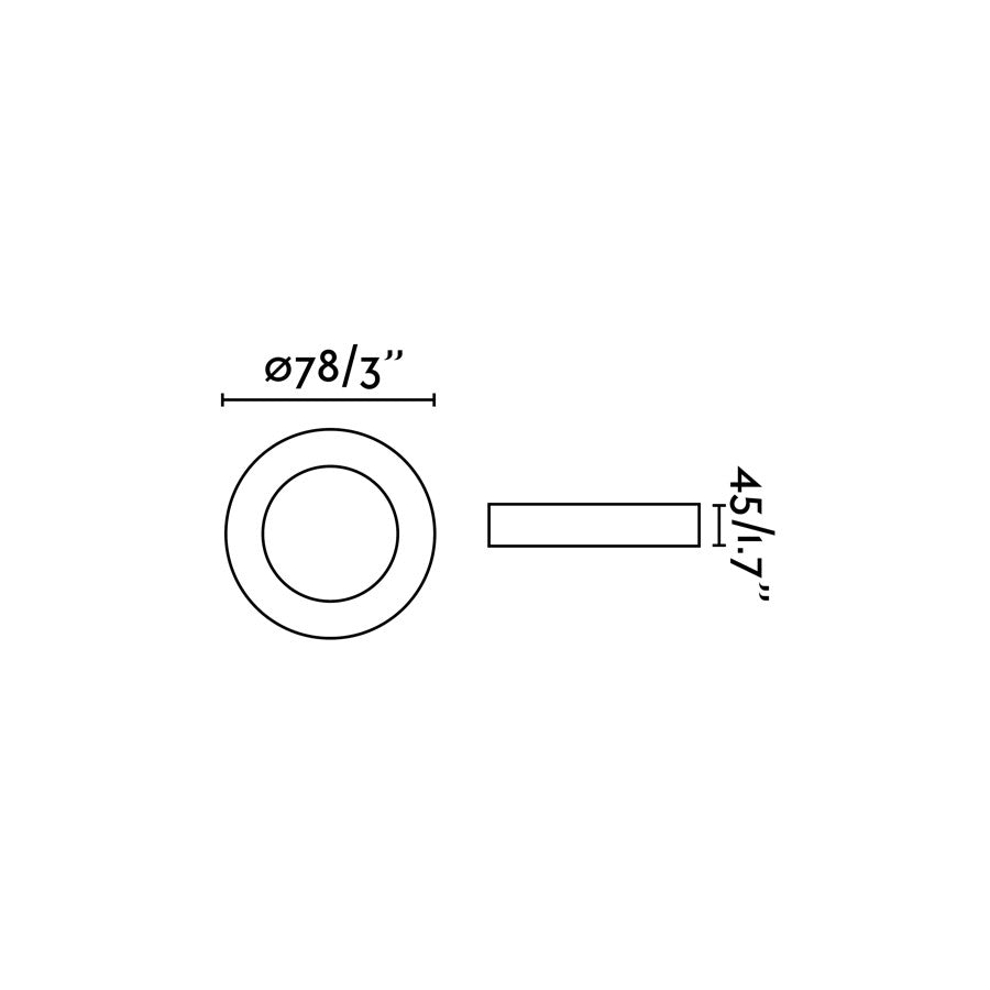 Dimensiones de la luz empotrable NEÓN R blanco mate de FARO modelo 43399, en aluminio para iluminación interior de techo GU10 o MR16, ideal para hogar y oficina