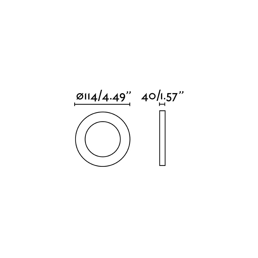 Diagrama de medidas del empotrable de techo ARGON R negra en aluminio negro mate, modelo FARO 43411, luminaria interior GU10 LED serie 4344 para iluminación hogar