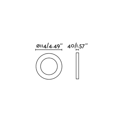 Diagrama de medidas del empotrable de techo ARGON R negra en aluminio negro mate, modelo FARO 43411, luminaria interior GU10 LED serie 4344 para iluminación hogar
