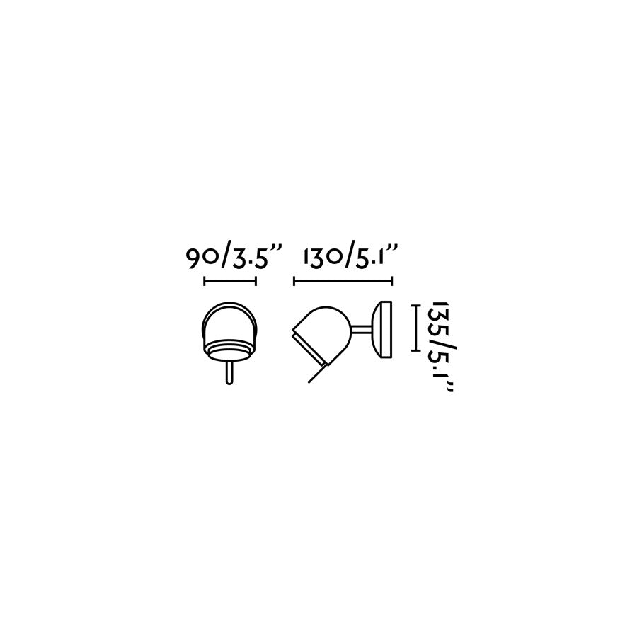 Medidas detalladas del aplique de pared STONE Gris Piedra FARO modelo 43500, luminaria de superficie interior en cemento y acero con diseño Llusca para iluminación direccional en hogar moderno