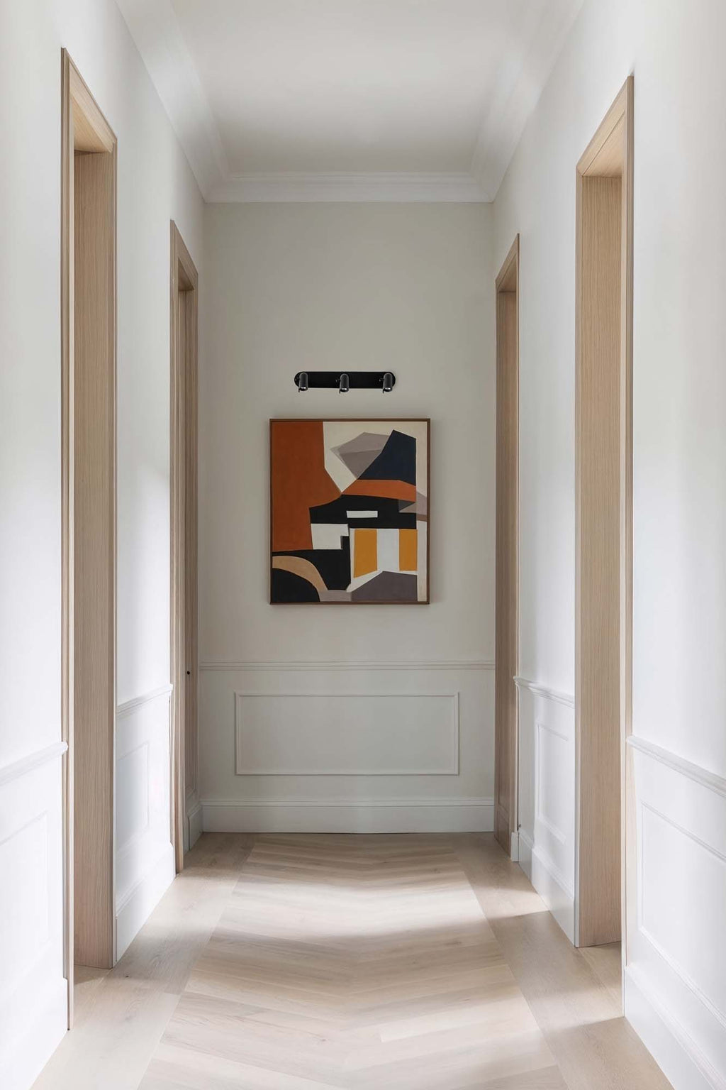 Lámpara de pared ORLEANS 3L negro FARO 43527 en ambiente interior minimalista, luminaria de superficie en acero para hogar con iluminación LED