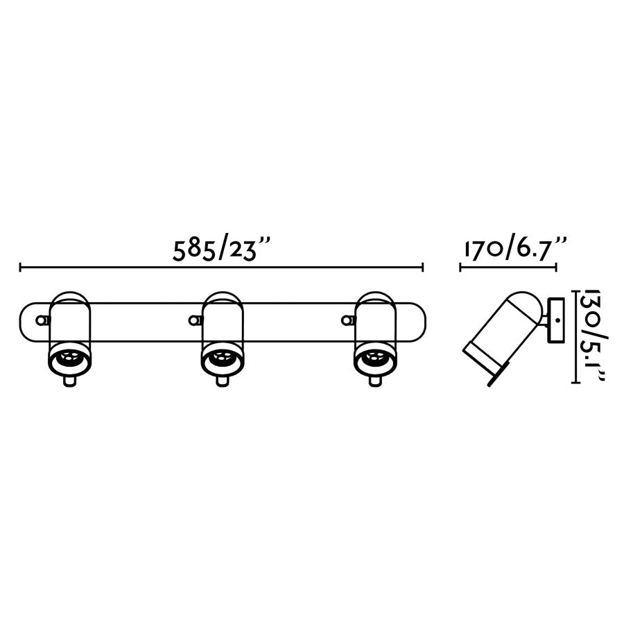 Medidas detalladas de lámpara de pared ORLEANS 3L cromo FARO 43528, apique minimalista en acero para interior, luminaria superficie hogar diseño Nahtrang