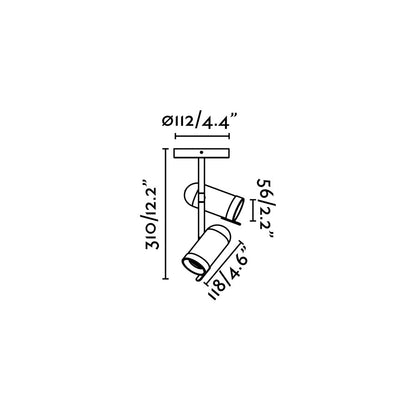 Medidas detalladas de la Lámpara Plafón ORLEANS 2L Cromo FARO 43534 - Luminaria superficie en acero cromado ajustable para iluminación interior y luz ambiente