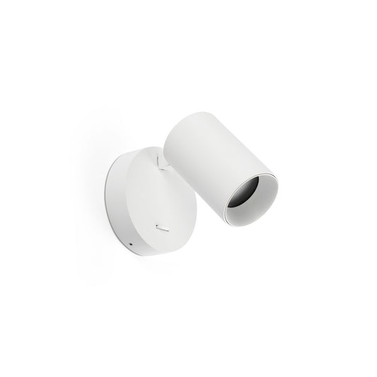 Aplique de pared STAN blanco con interruptor FARO 43767, luminaria de superficie interior en aluminio y ABS para dormitorio, compatible con bombilla GU10 LED