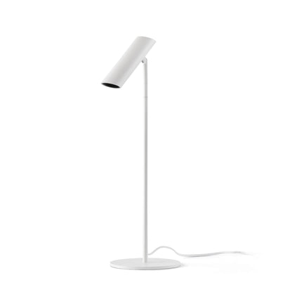 Lámpara de sobremesa LEO blanca de FARO modelo 43796, diseño minimalista en aluminio con luz LED cálida para iluminación de acento interior