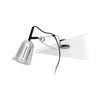 Lámpara pinza STUDIO en cromo y blanco de FARO modelo 51134, diseño Nahtrang para luz de lectura e iluminación de escritorio con clip para estantería.