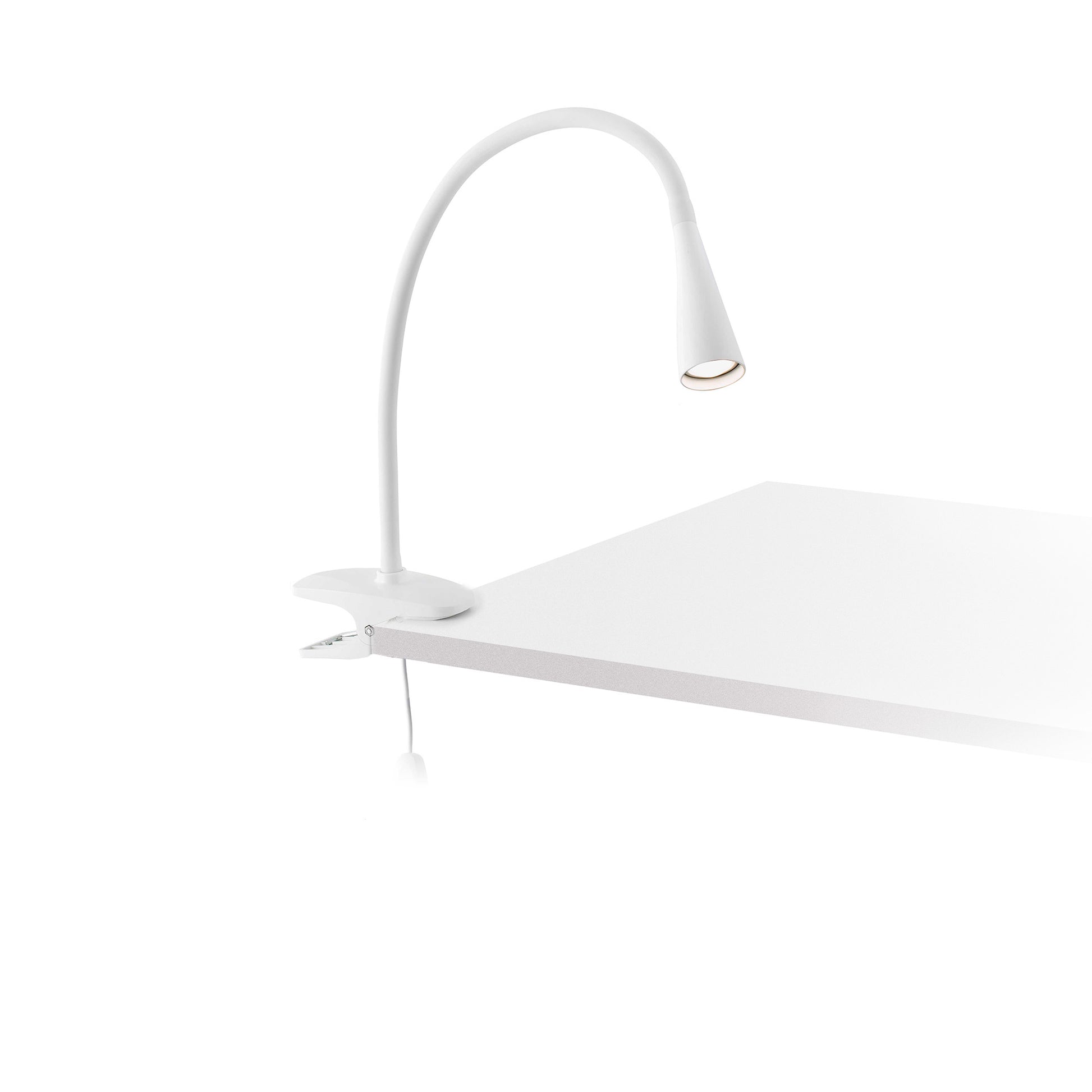 Lámpara de pinza LENA blanca FARO 52059, luminaria LED de escritorio para lectura y estudio, iluminación interior de superficie