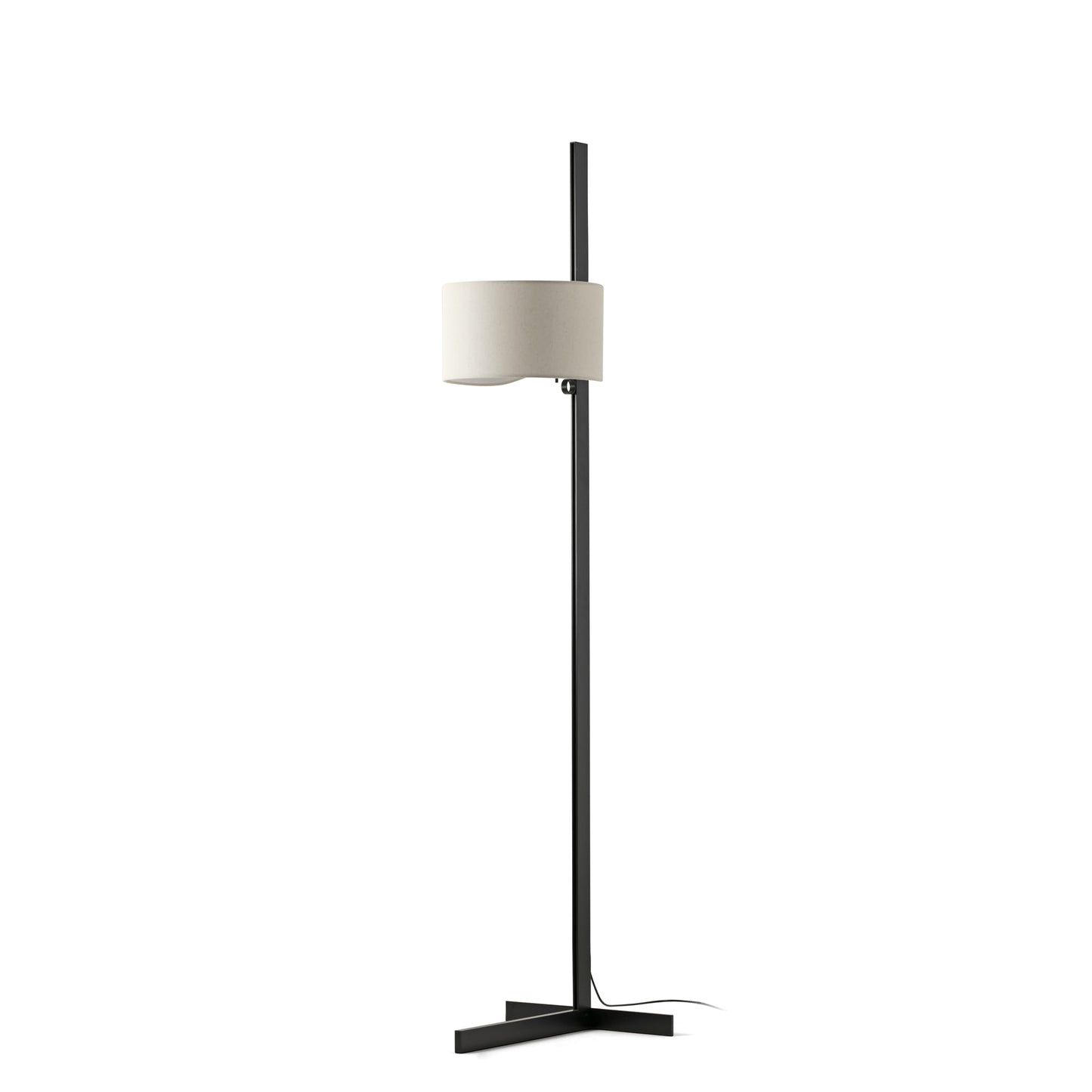 Lámpara de pie STAND UP negra con pantalla de lino FARO modelo 57211-04, diseño moderno regulable en altura, aluminio mate para iluminación salón interior
