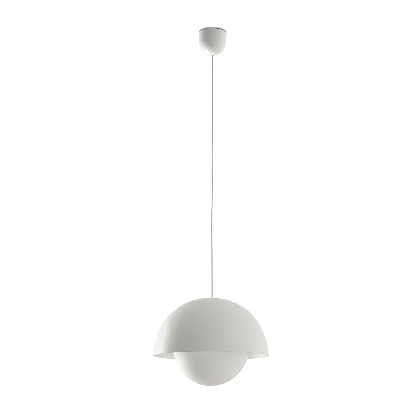 Lámpara colgante MARISOL blanca de FARO modelo 60012, diseño minimalista en acero y cristal para iluminación interior LED regulable en hogar.