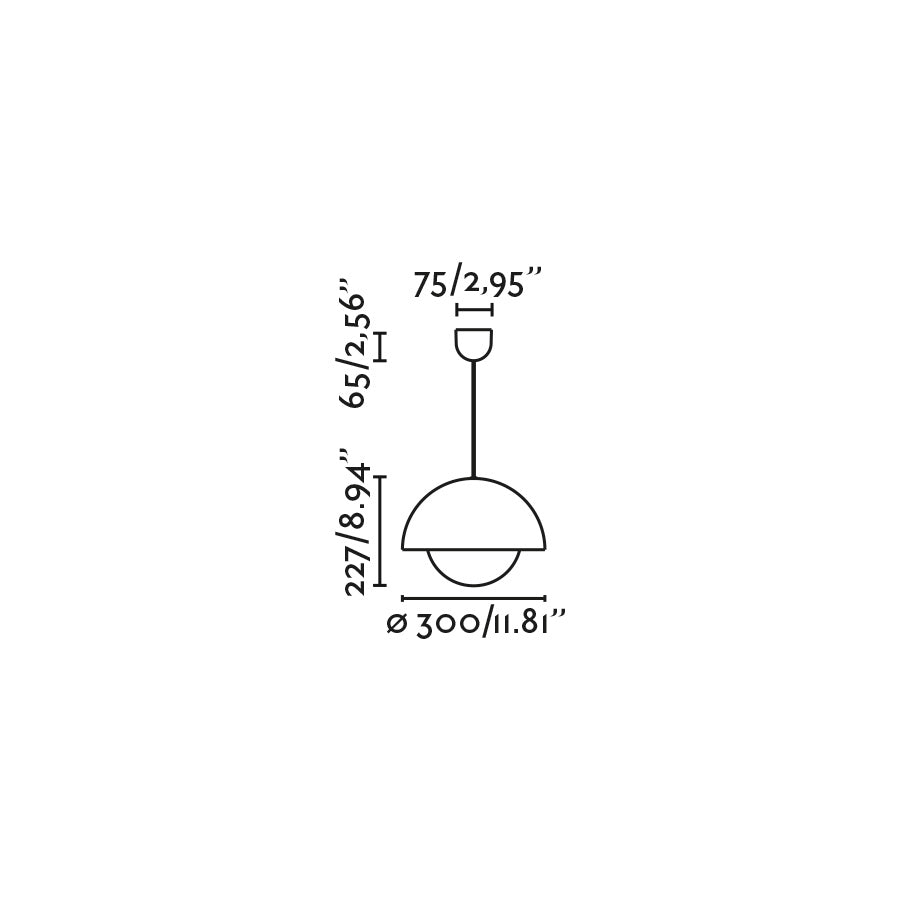 Diagrama de medidas de lámpara colgante MARISOL negra mate de FARO modelo 60013, con suspensión regulable en acero y cristal para interior LED hogar