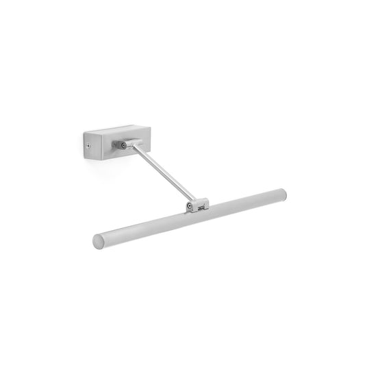Lámpara iluminacuadros MAGRITTE 450 en níquel mate de FARO, modelo 61081, diseño minimalista LED para iluminación de arte en pared orientable interior.