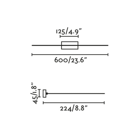 Dimensiones de la lámpara iluminacuadros MAGRITTE 600 en níquel mate FARO 61082-110, luminaria superficie LED orientable para pared interior, diseño minimalista para iluminación arte