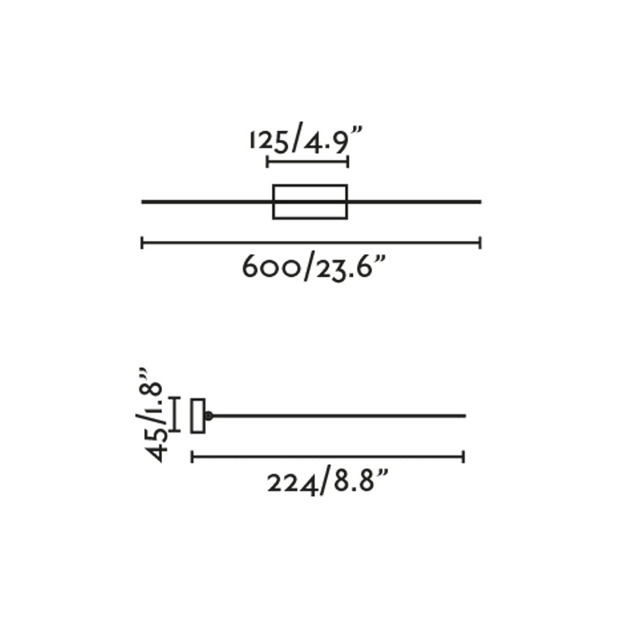Lámpara iluminacuadros MAGRITTE 600 negro FARO 61088 - dimensiones y medidas para montaje en pared, LED orientable minimalista para iluminación de arte interior