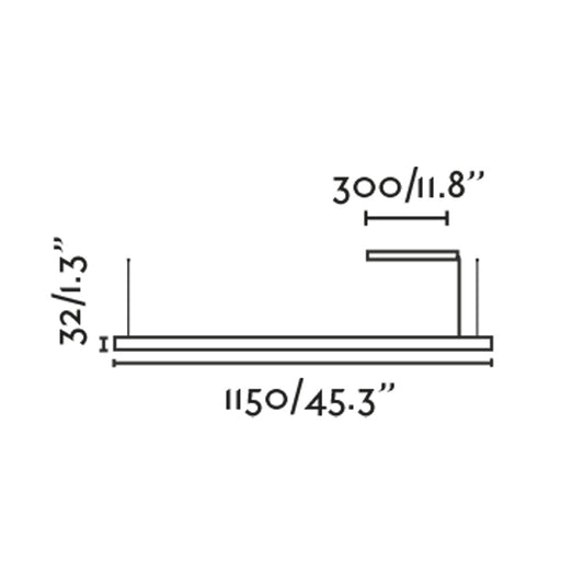Diagrama de medidas de la Luminaria Colgante VICO 1150 Negra con Florón de Superficie FARO 61103-110, Colección 6110, diseño moderno interior de aluminio LED regulable para comedor