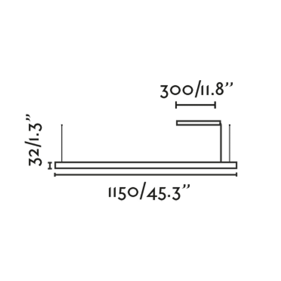 Diagrama de medidas luminaria colgante VICO 1150 negra mate con florón de superficie FARO 61103, suspensión LED integrable regulable en aluminio para interior comedor y salón