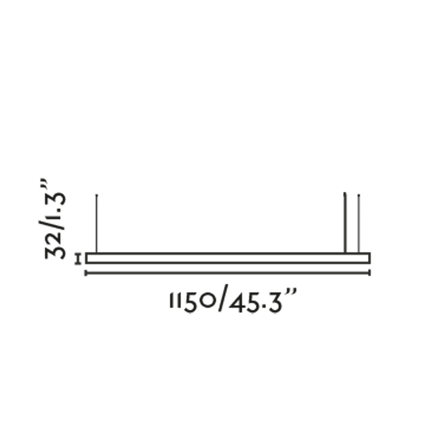 Diagrama de medidas de la luminaria colgante VICO 1150 negra con florón empotrable FARO 61104-110, dimensiones suspension LED en aluminio para comedor interior moderno, colección 6110