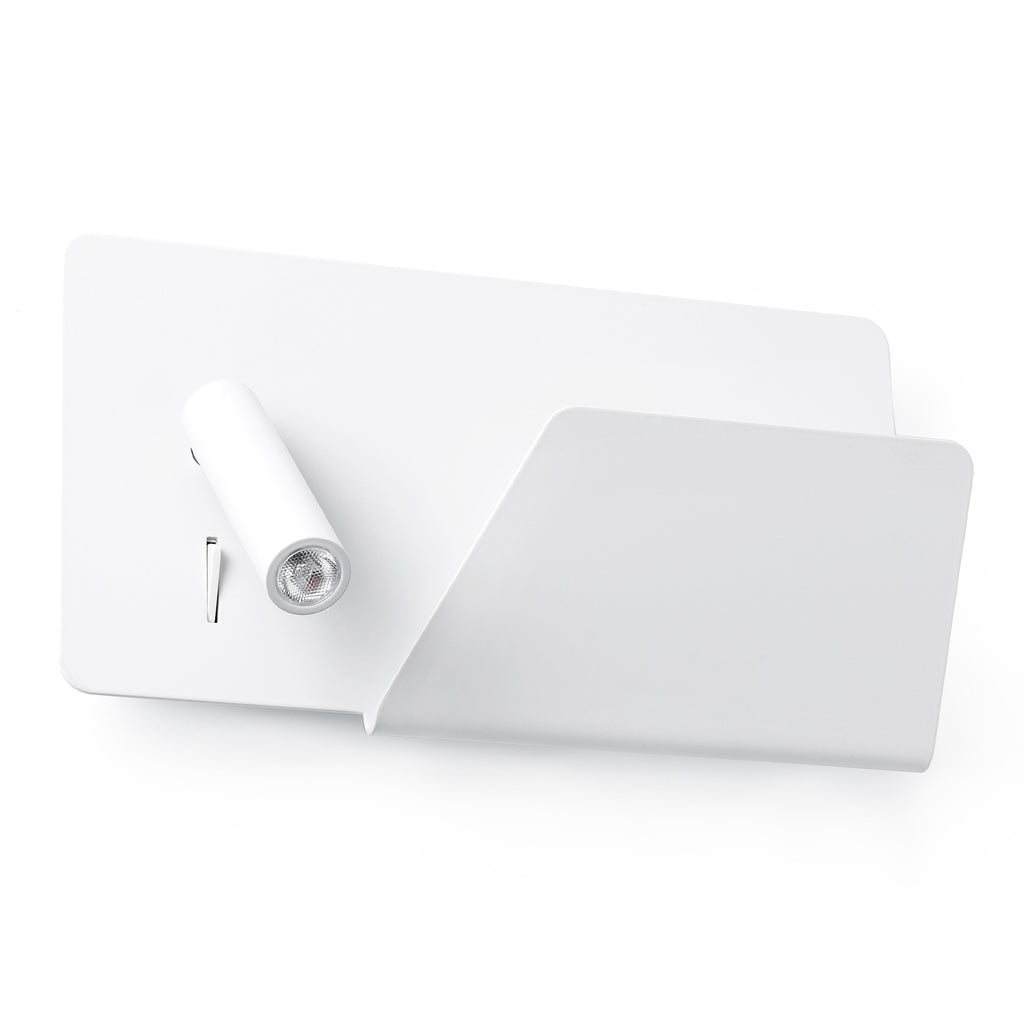 Aplique de pared Suaú USB modelo A blanco derecha FARO 62122, luminaria de superficie interior en aluminio y acero con puerto USB para carga, diseño Nahtrang ideal para mesita de noche
