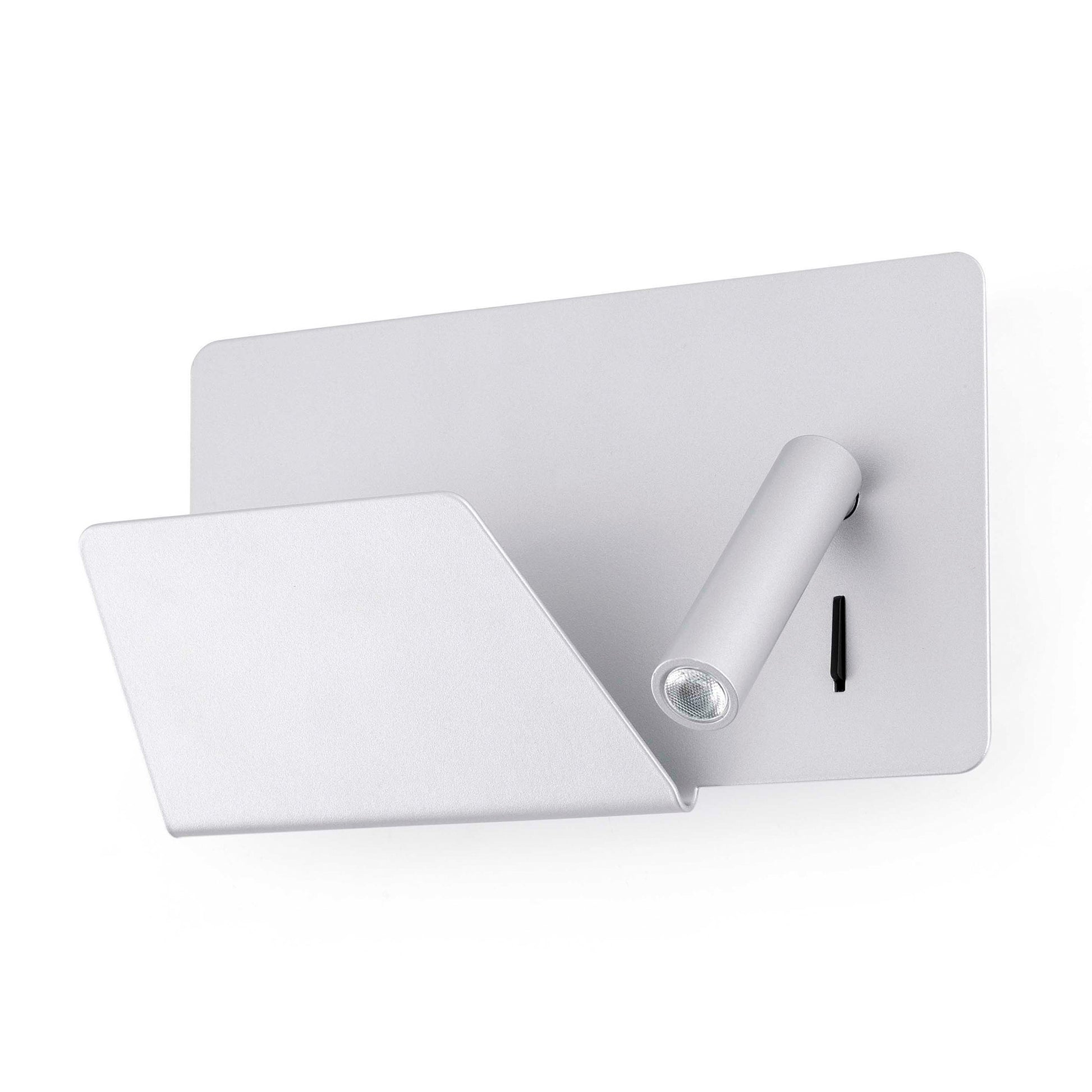 Aplique de pared SUAU USB gris FARO 62125, luminaria LED superficie interior serie 6213, iluminación funcional plata mate para mesilla de noche
