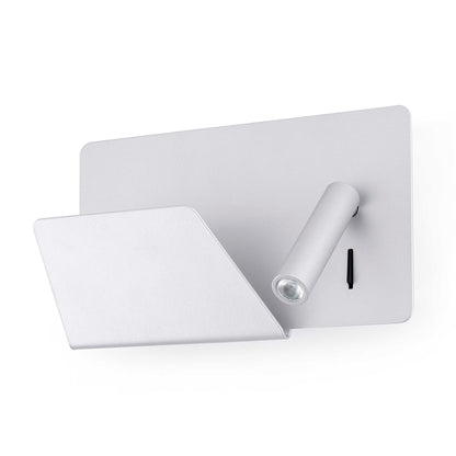 Aplique de pared SUAU USB gris FARO 62125, luminaria LED superficie interior serie 6213, iluminación funcional plata mate para mesilla de noche