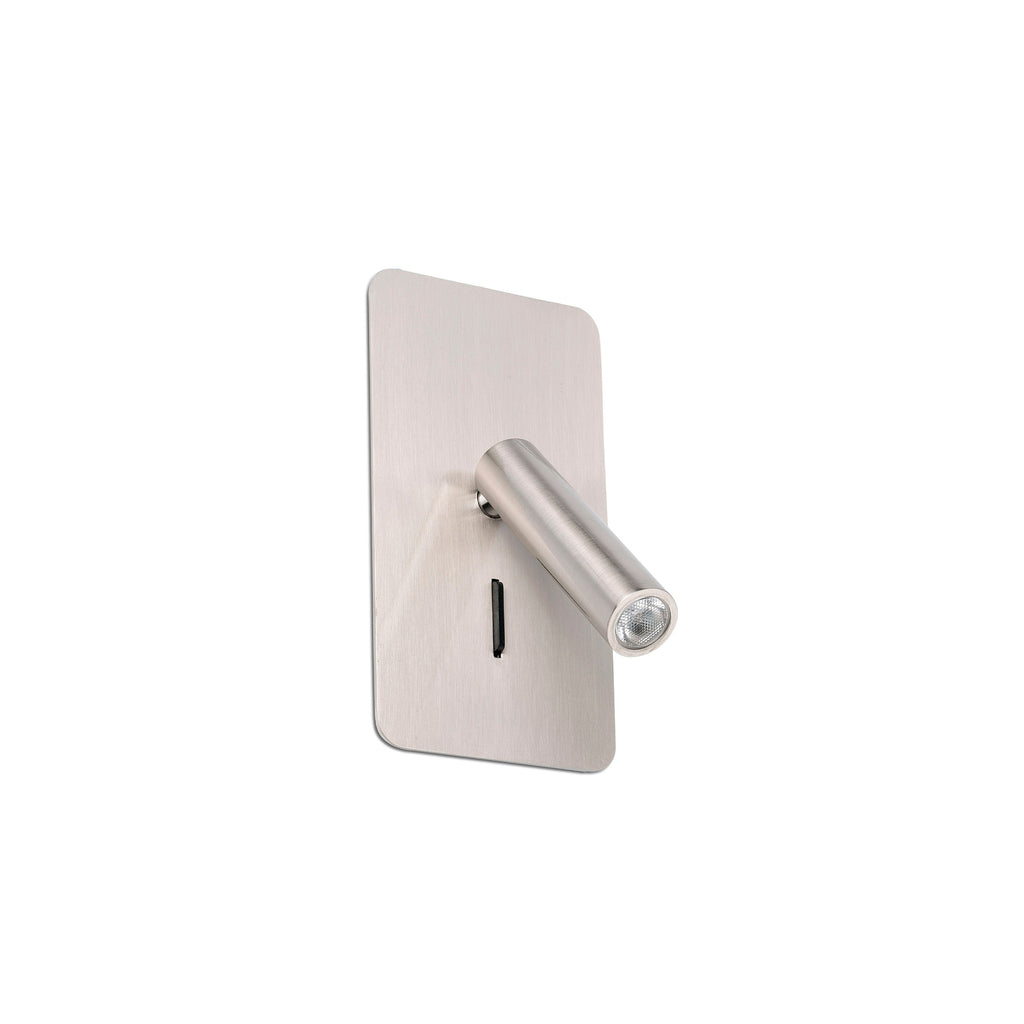 Luz empotrable minimalista SUAU en níquel mate, LED cálida para iluminación interior de pared y lectura - FARO 62126