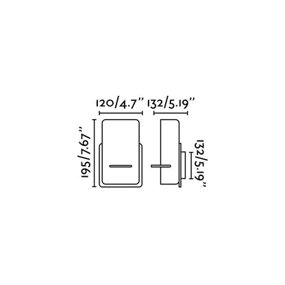 Diagrama de medidas del aplique de pared SMILE Blanco de FARO modelo 62130, luminaria de superficie interior en acero con diseño moderno de Jordi Busquets para luz ambiente y lectura
