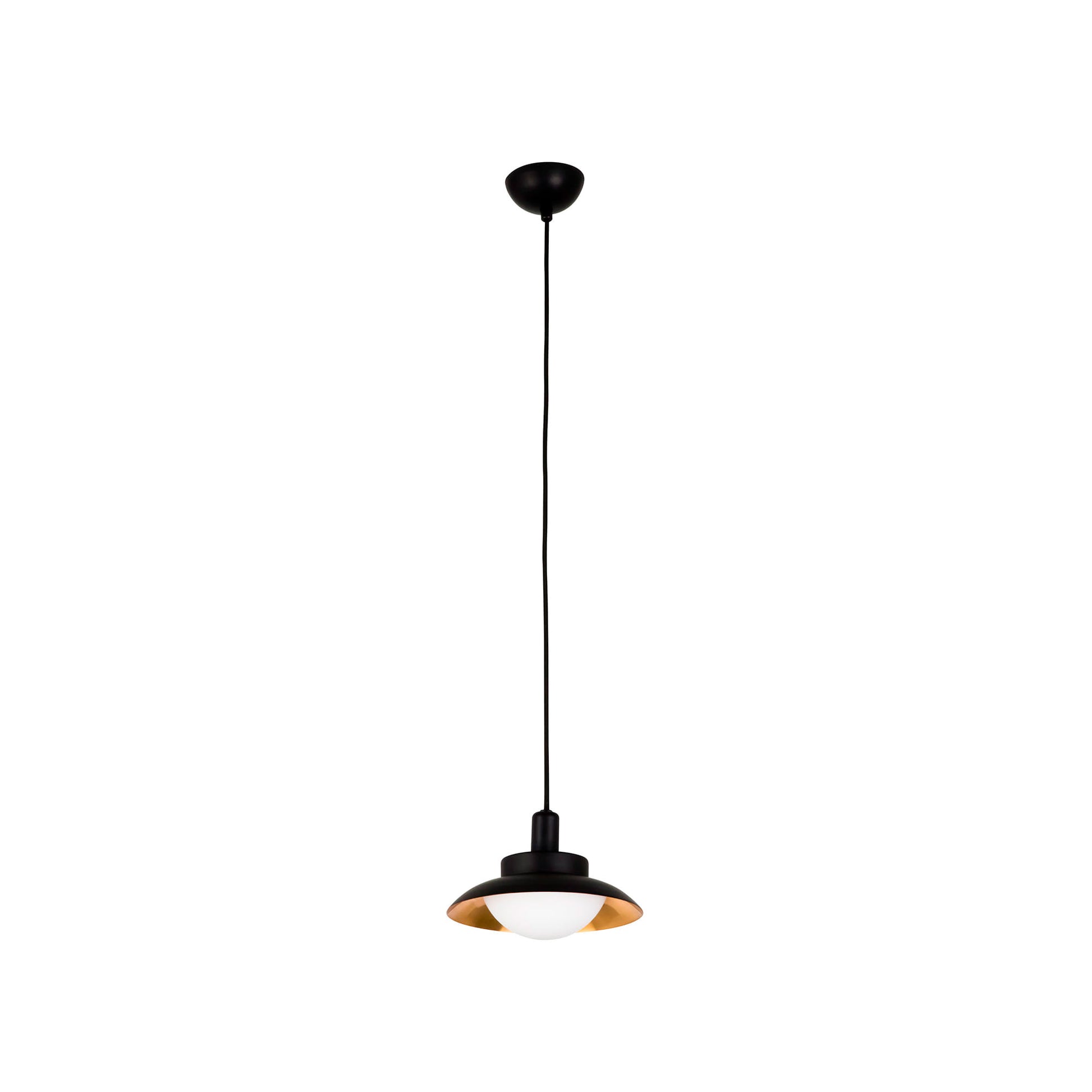 Luminaria de suspensión SIDE 200 en negro y cobre con bombillas G9 LED de FARO, diseño moderno de acero y cristal para iluminación interior colgante