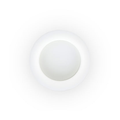 Plafon SIDE 450 Blanco 20W LED FARO serie 6215, luminaria de superficie interior moderna en acero y cristal opal mate, luz cálida 3000K 62144-110