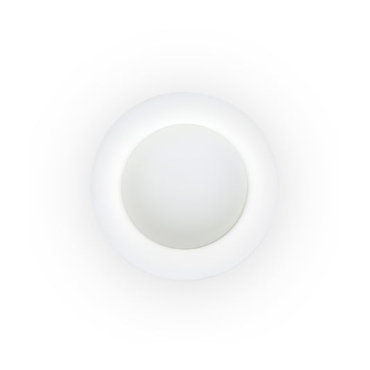 Plafon SIDE 450 Blanco 20W LED FARO serie 6215, luminaria de superficie interior moderna en acero y cristal opal mate, luz cálida 3000K 62144-110