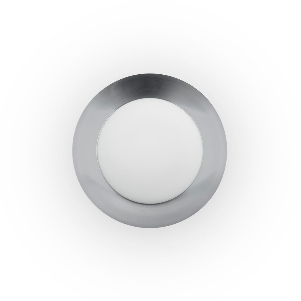 Plafon LED SIDE 450 blanco y níquel 20W FARO 62145-110, luminaria superficie moderna para interior hogar con luz cálida