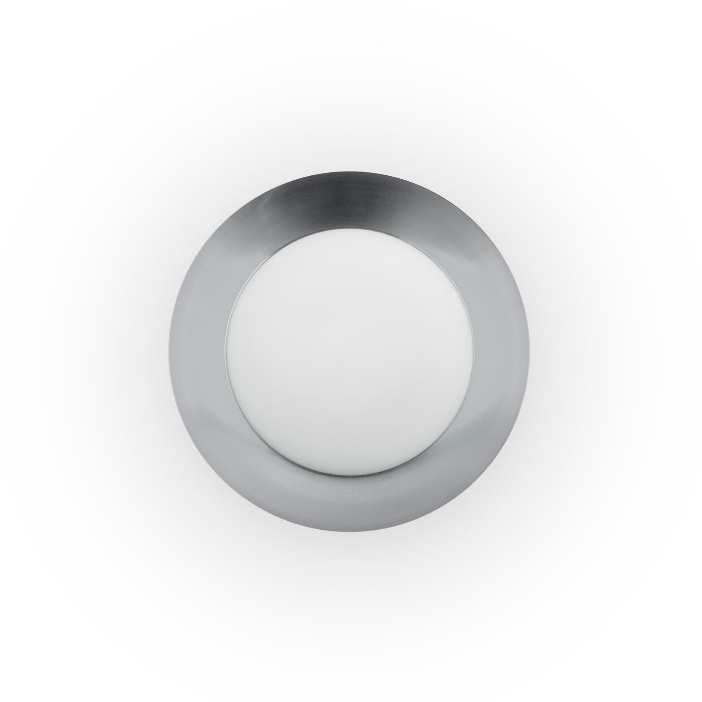 Plafon LED SIDE 450 blanco y níquel 20W FARO modelo 62145, luminaria superficie interior diseño moderno acero y cristal, luz cálida 3000K serie 6215