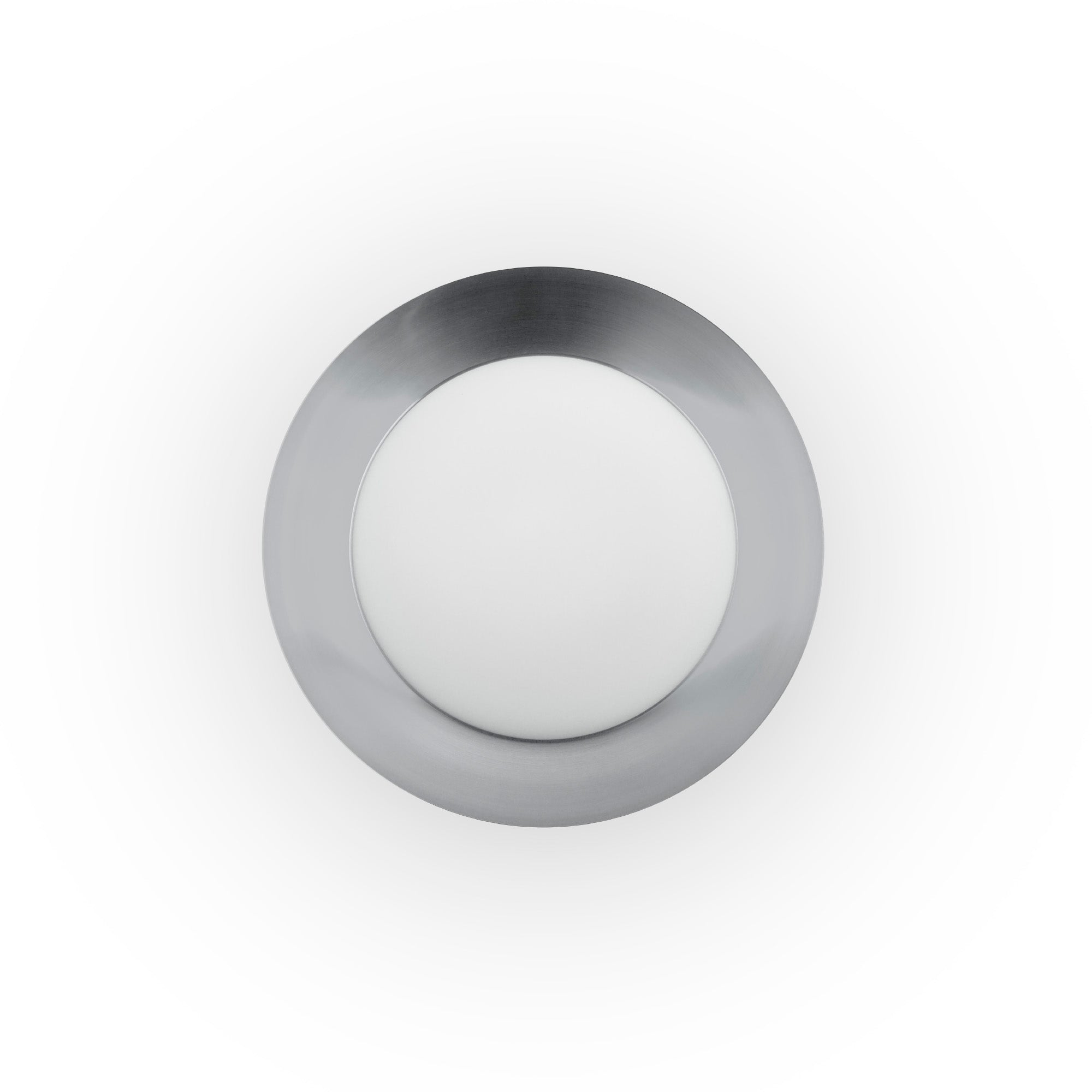 Plafon LED SIDE 450 blanco y níquel 20W FARO modelo 62145, luminaria superficie interior diseño moderno acero y cristal, luz cálida 3000K serie 6215