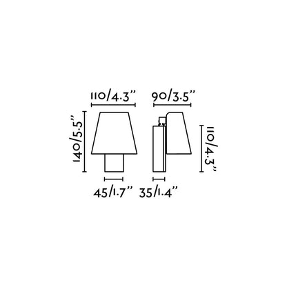 Medidas del aplique de pared LE PETIT Blanco mate FARO 62161, luminaria LED de acero para interior, iluminación hogar y hostelería