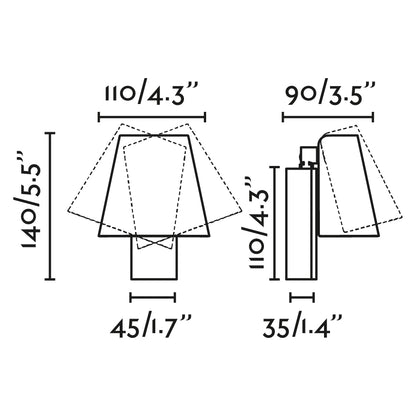 Medidas del aplique de pared LE PETIT oro satinado FARO 62163, luminaria interior acero con LED integrado para iluminación hogar