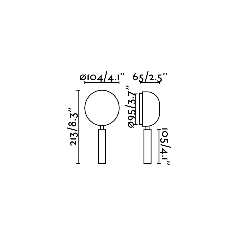 Medidas detalladas del Aplique de Pared PRESS Lector Negro FARO 62351, luminaria LED de aluminio para luz de lectura interior, diseño moderno superficial en negro