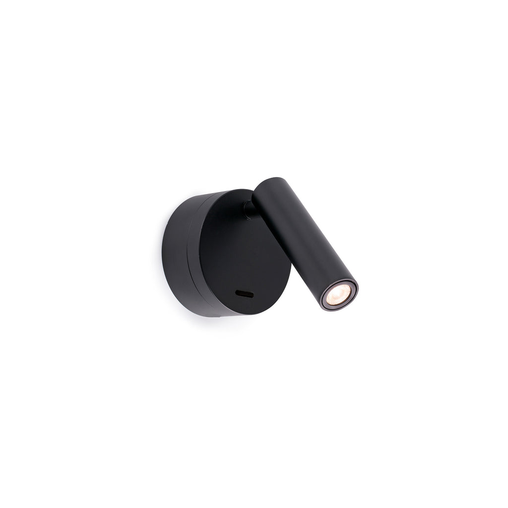 Aplique lector de pared BOC negro FARO 62708-110, luminaria de superficie LED en acero para iluminación interior moderna en hoteles