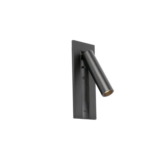 Aplique lector de pared GABO LED negro con USB-C, modelo 62757 de FARO, diseño moderno para iluminación de lectura interior en superficie