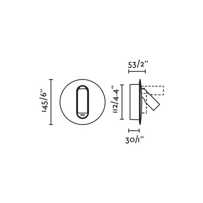 Diagrama de medidas del aplique de pared TIMIT USB C Lector blanco FARO 62760 - Luminaria superficial LED interior minimalista con puerto de carga y lectura
