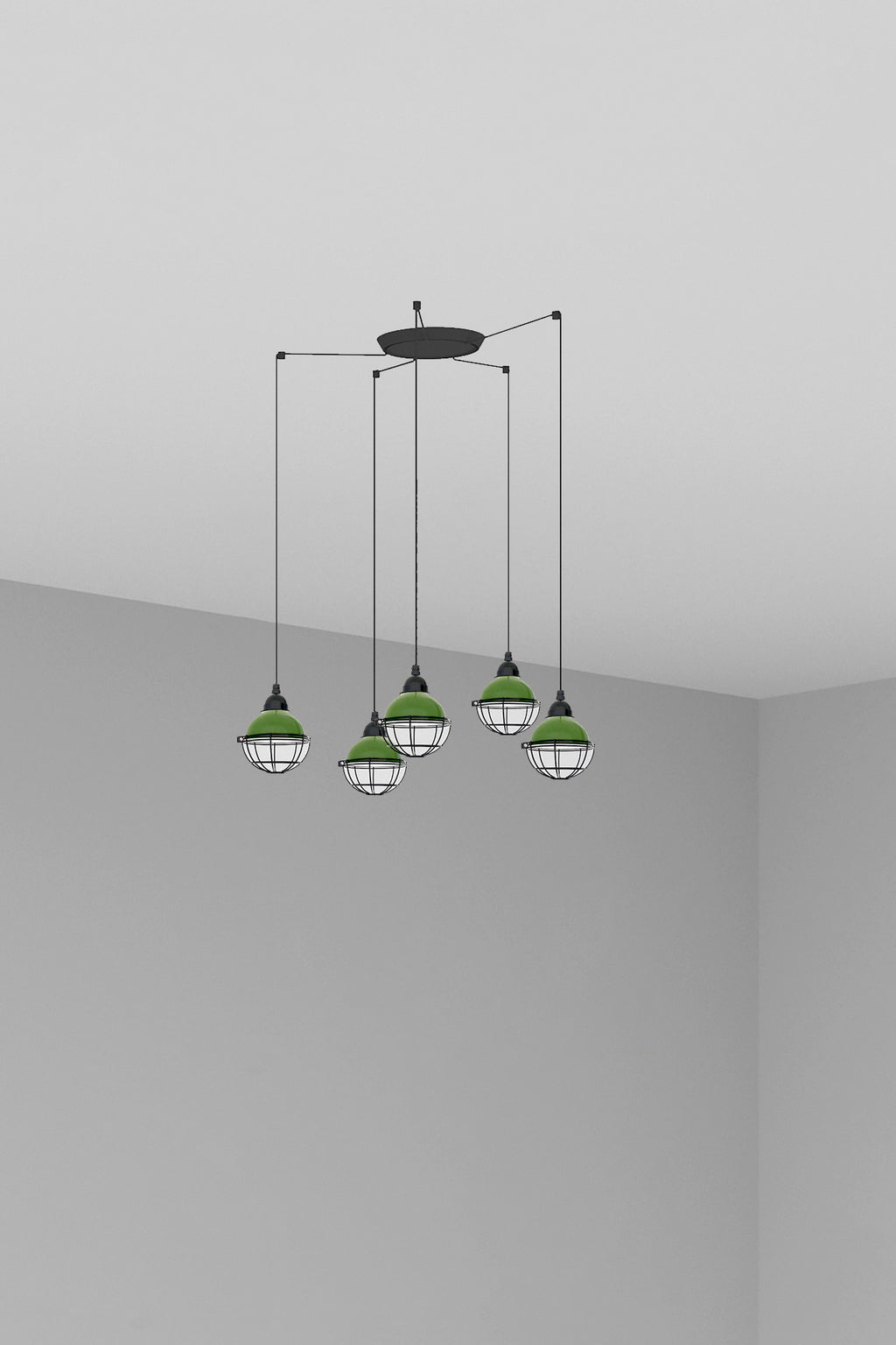 Luminaria colgante Claire 5L verde FARO 62803-5L, diseño náutico de acero para iluminación interior con múltiples luces