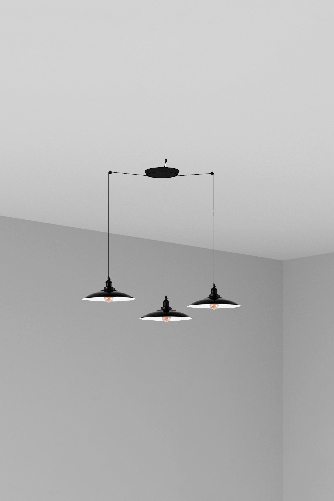 Luminaria colgante LANG 3L negra de FARO modelo 62804-3L en acero para interior, ideal para comedor, con sockets E27 LED y diseño de iluminación moderna suspension.