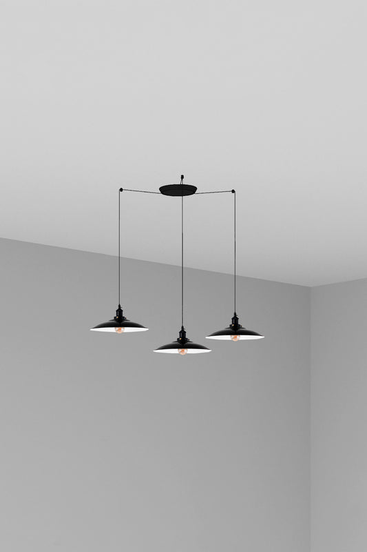 Luminaria colgante LANG 3L negra de FARO modelo 62804-3L en acero para interior, ideal para comedor, con sockets E27 LED y diseño de iluminación moderna suspension.