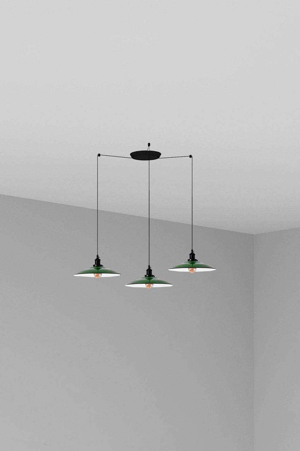 Luminaria colgante LANG 3L verde de FARO, modelo 62805-3L, suspensión de acero para iluminación interior en comedores y hogar, serie 6282