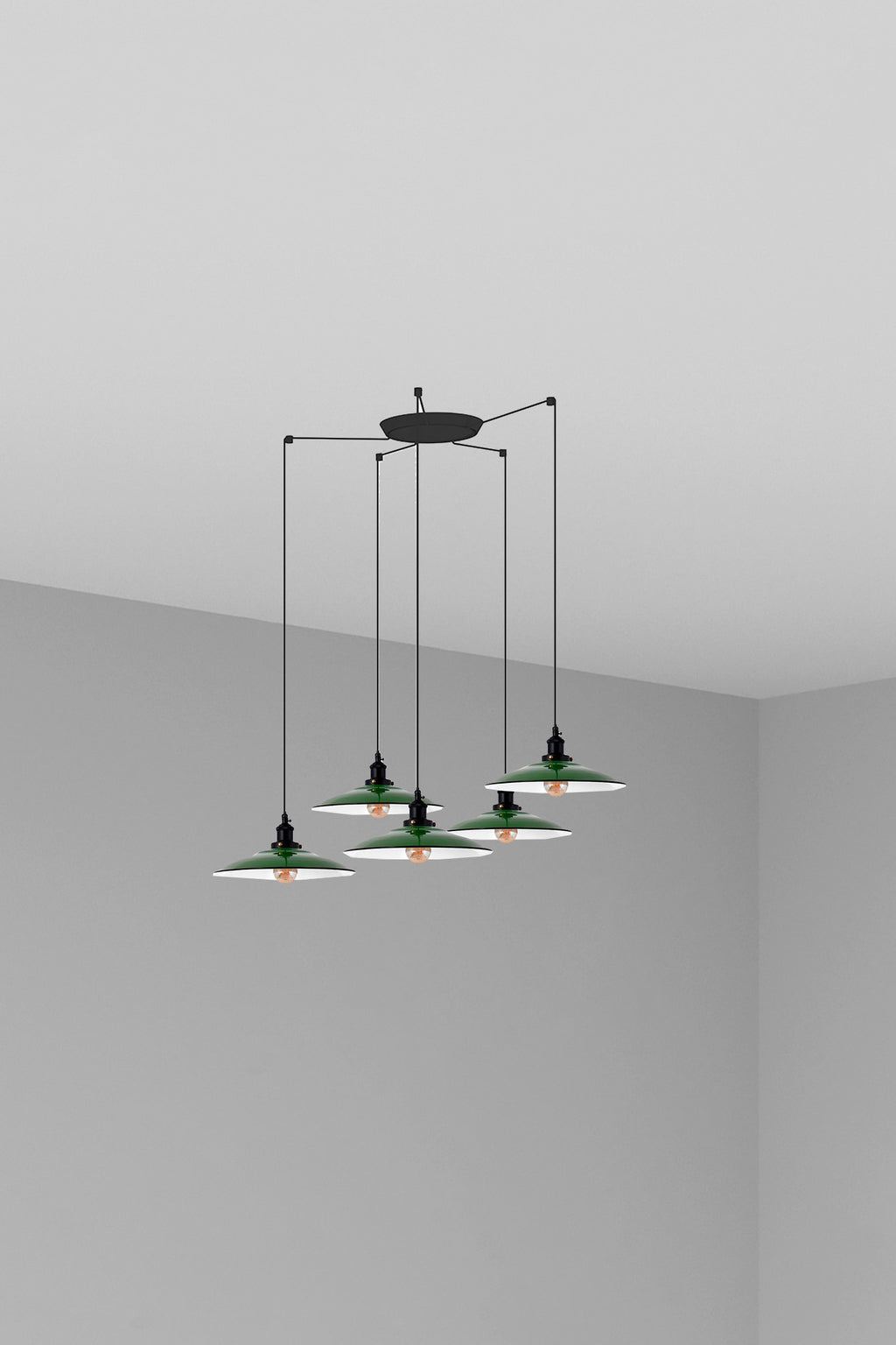 Lámpara colgante LANG 5L verde FARO 62805-5L, luminaria suspendida moderna de acero para interior comedor, iluminación LED E27