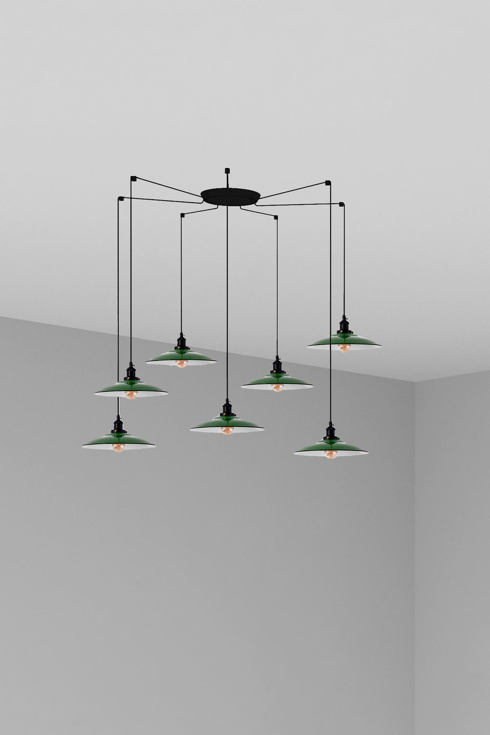 Modelo 3D interactivo y realidad aumentada de Lámpara Colgante LANG 7L - Verde - FARO - 62805-7L