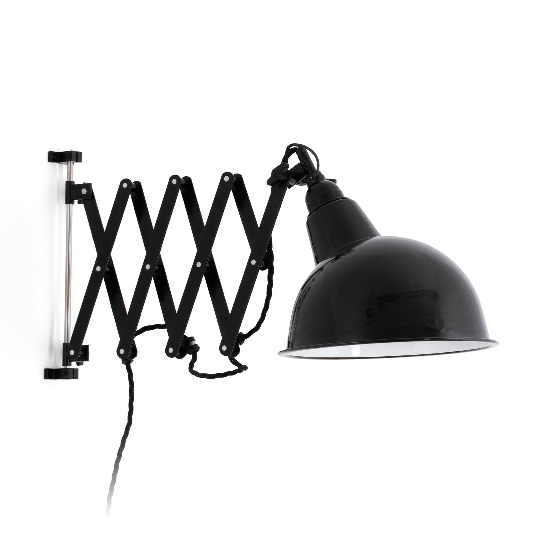Aplique de pared extensible RAS negro FARO 62807, luminaria superficie de acero retro para iluminación interior del hogar
